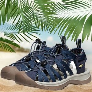 KEEN Women's Whisper Closed Toe Sport Sandals, Navy/Birch, size 7.5 New